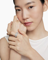 Sculpted Cable Band Ring in Sterling Silver with Diamonds, 7.5mm